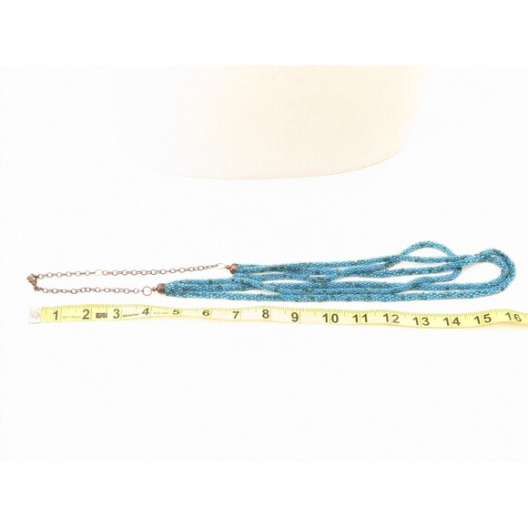 Triple Layered Snakeskin Look Turquoise Seed Bead Boho Statement Necklace - Picture 3 of 7